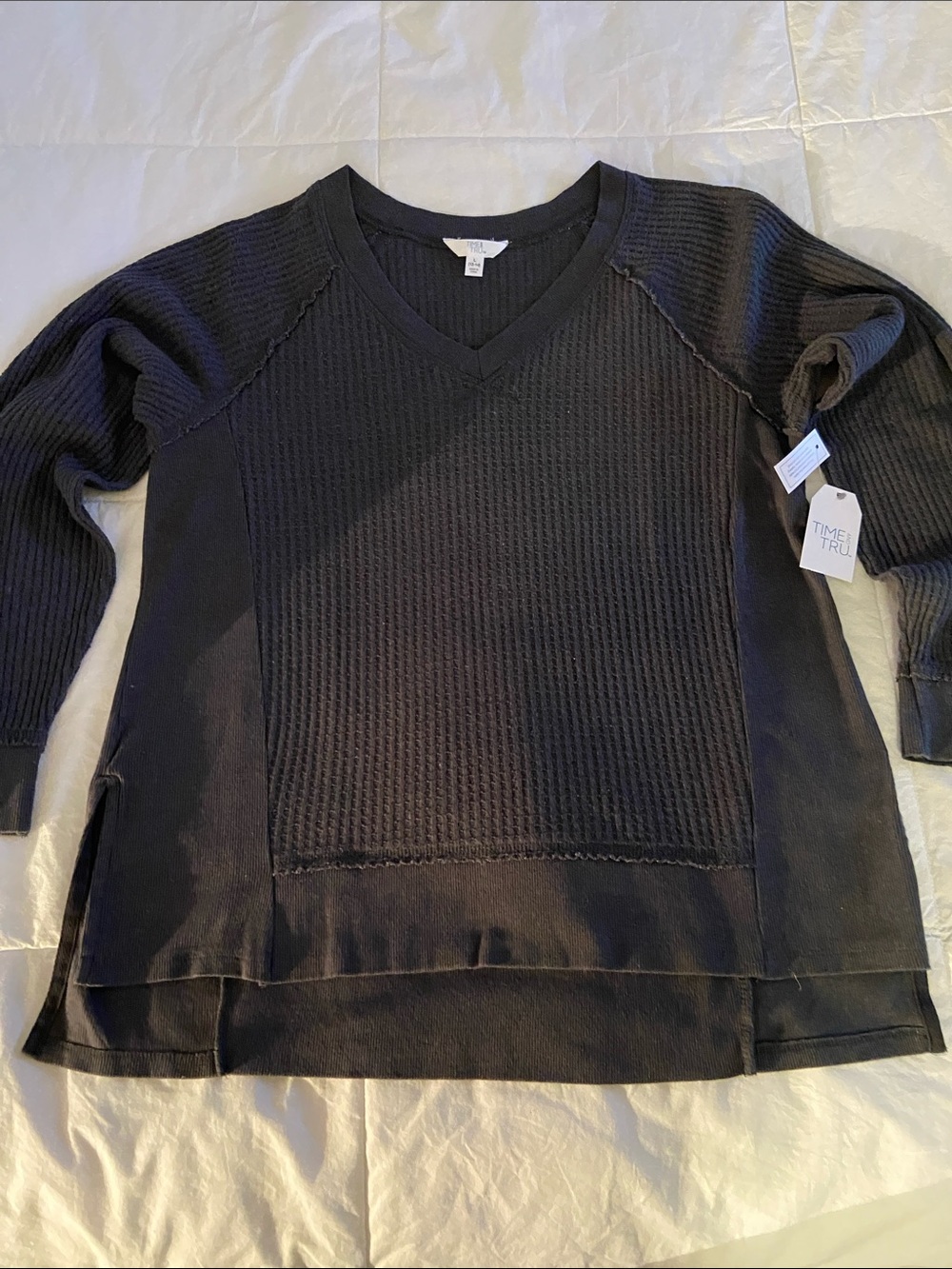 V-Neck Waffle Knit Top